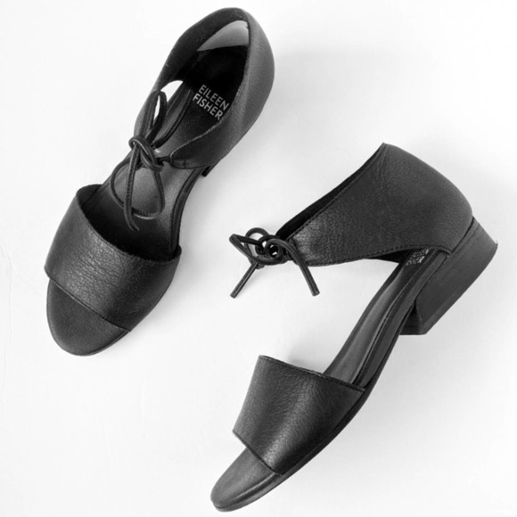 Eileen Fisher Ely Leather Ankle Tie Sandal Size 6 - Picture 1 of 8